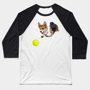 Corgi chasing ball Baseball T-Shirt